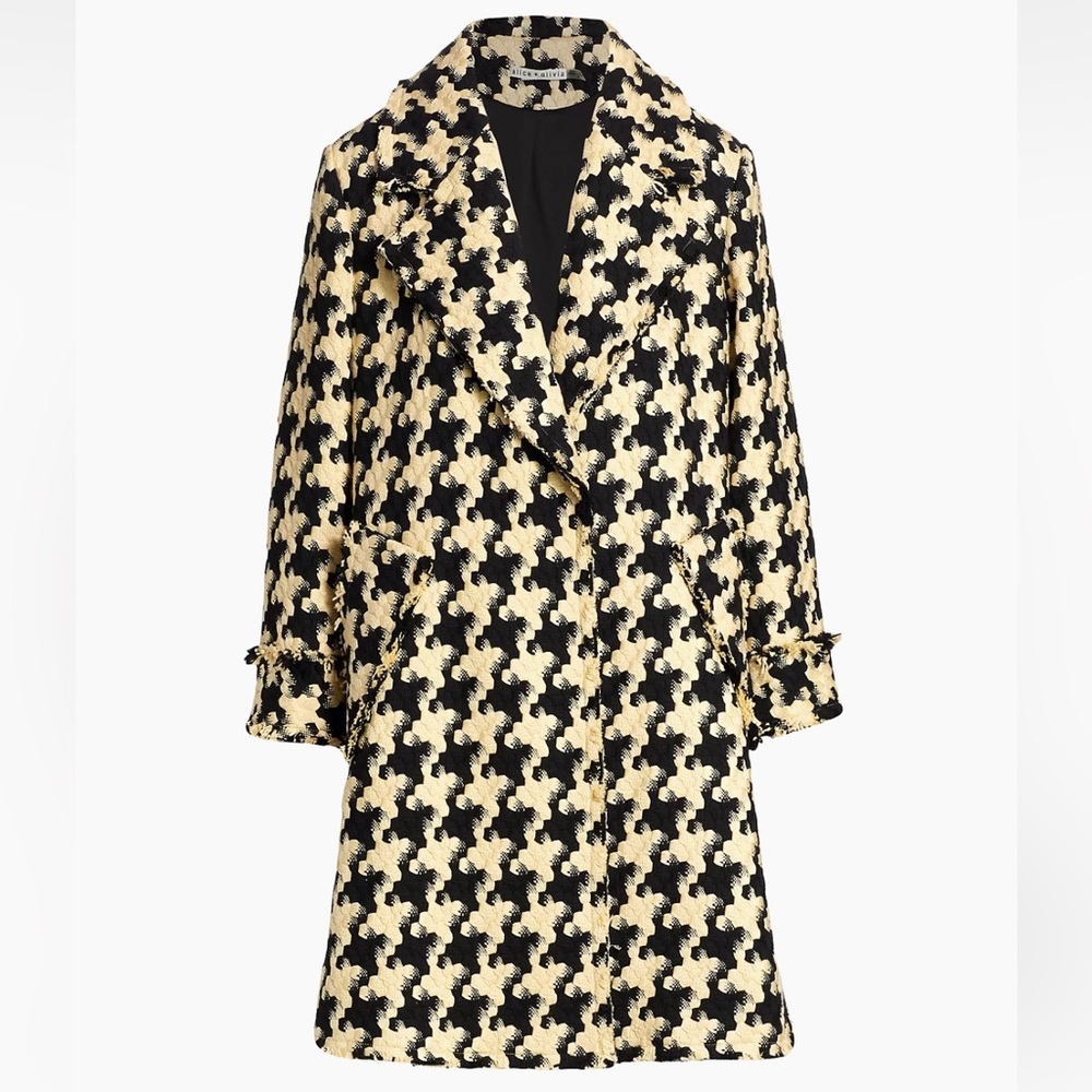 Alice and Olivia Stefan Houndstooth Coat Size Small
